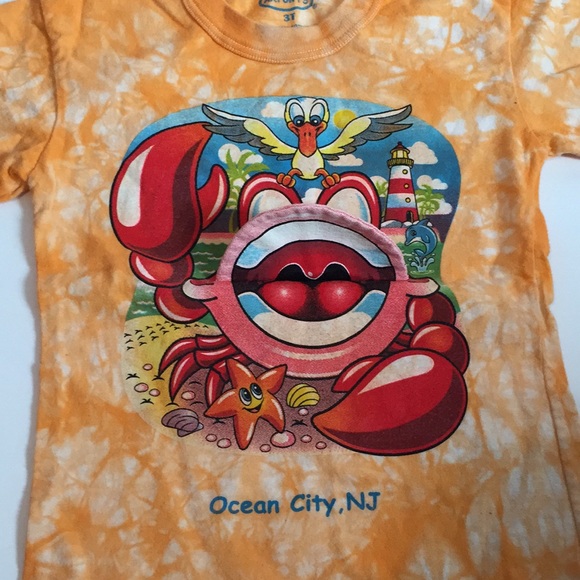 Ocean city nj orange tie dye crabby tee size 3T - Picture 10 of 10